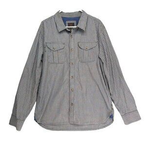 Prana Hiking Ascension Shirt Mens L Check Plaid Roll Up Sleeves Outdoor gorpcore